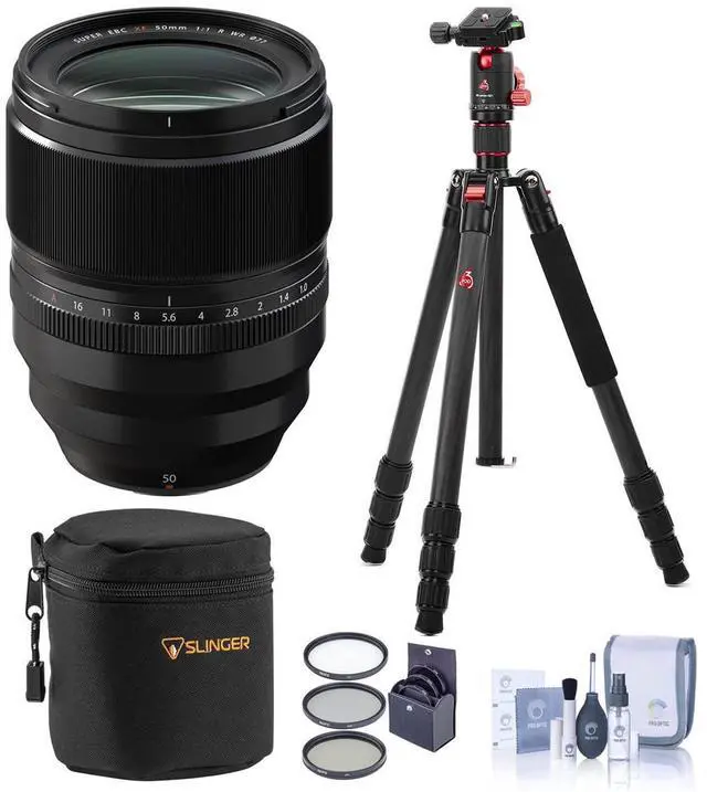 Main image of Fujifilm XF 50mm f/1.0 R WR Lens, Black with 3Pod TREK Carbon Fiber Tripod
