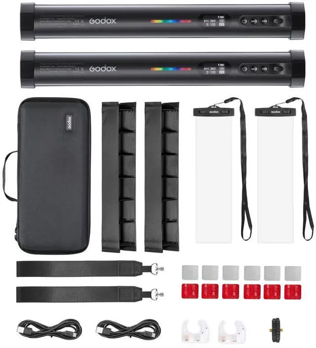 Alt view image 2 of 8 - Godox TL30-K2 RGB Tube Light 2-Light Kit