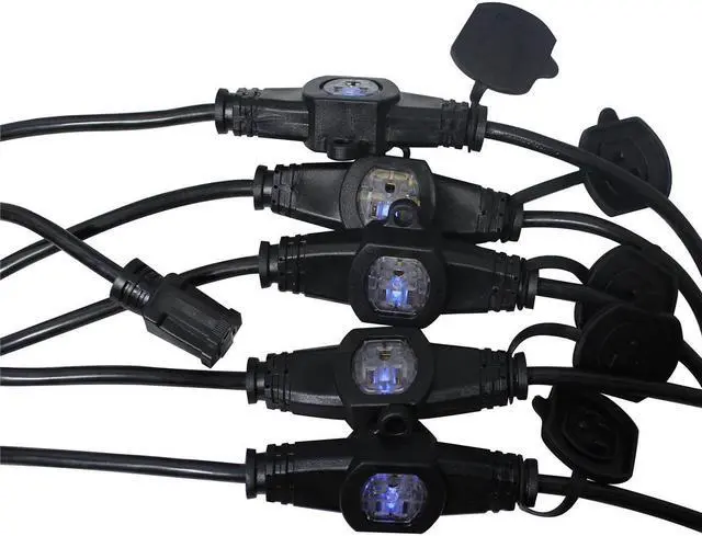 Alt view image 2 of 3 - ProX XC-MEP14-326 32' 110V Male to 6 Socket 110V Female Power Cord 6 Outlet 14/3 Extension Cord, Black