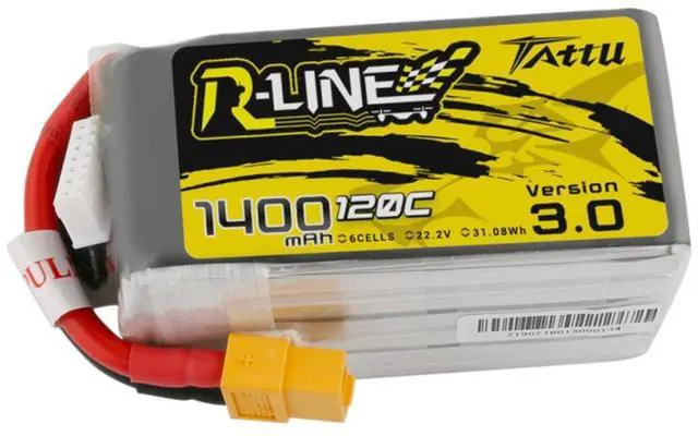 Main image of Tattu Tattu R-Line Version 3.0 1400mAh 22.2V 120C 6S1P  Lipo Battery Pack with XT60 Plug