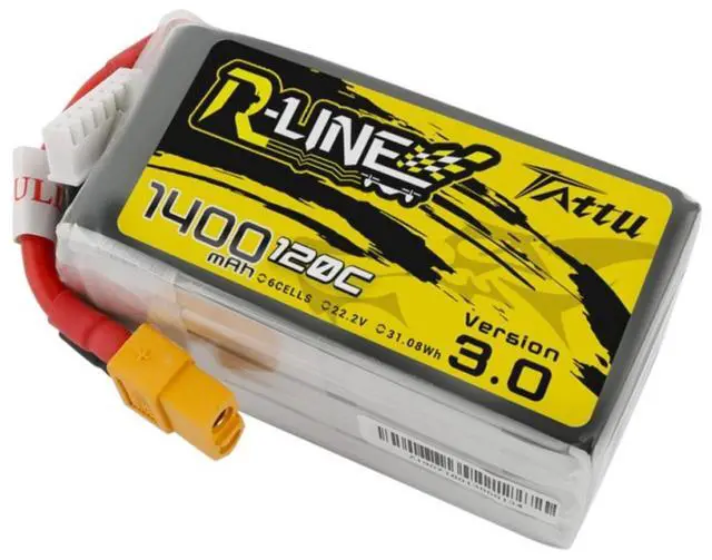 Alt view image 2 of 5 - Tattu Tattu R-Line Version 3.0 1400mAh 22.2V 120C 6S1P  Lipo Battery Pack with XT60 Plug