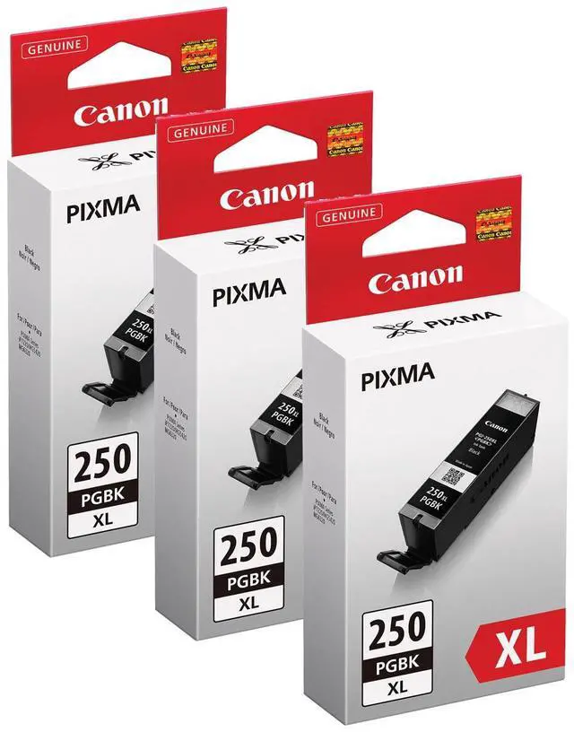 Main image of Canon 3 Pack PGI-250XL Pigment Black Ink Tank for Select PIXMA iP, iX, MG, MX Series Printers