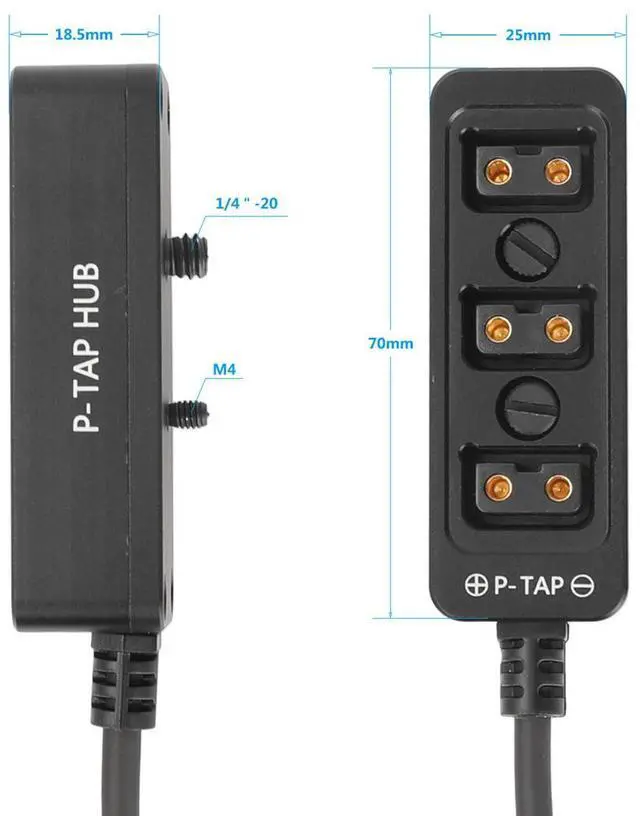 Alt view image 3 of 4 - CAMVATE D-Tap B-Type M to 3-Port F D-Tap P-Tap Hub Splitter, Black #C2616
