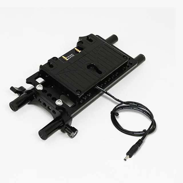 Alt view image 2 of 6 - Core SWX 15mm Rail Mount Cheese Plate with 3-Stud Battery Plate and 18" Regulated 8V Cable for Canon C100/C100MK2