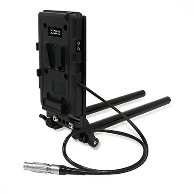 Main image of Core SWX 15mm Rail Mount Cheese Plate with V-Mount Battery Plate and 10" 2-Pin Coil Cable for RED Komodo