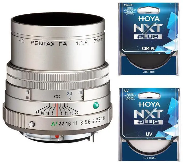 Main image of Pentax HD Pentax-FA 77mm f/1.8 Limited Lens, Silver, Bundle with Hoya 49mm UV+CPL Filter Kit