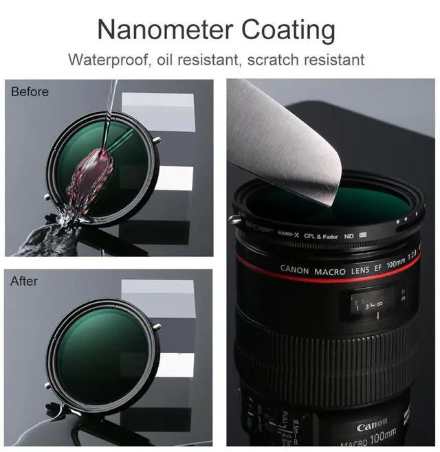 Alt view image 11 of 14 - K&F Concept 77MM ND8-ND2000  Adjustable ND Filter Camera Lense Variable Neutral Density With Multi-Resistant Coating for Camera Lenses(77mm)