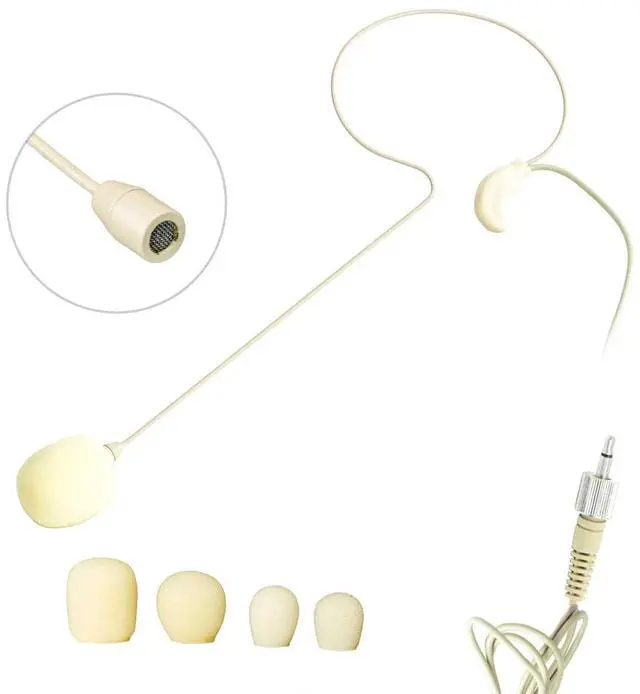 Alt view image 3 of 3 - Nady HM-35 Omnidirectional Headworn Condenser Microphone - Small and lightweight, minimum visibility, Ideal for singers, performers, DJs, television announcers, etc. 3.5 connection, Biege color