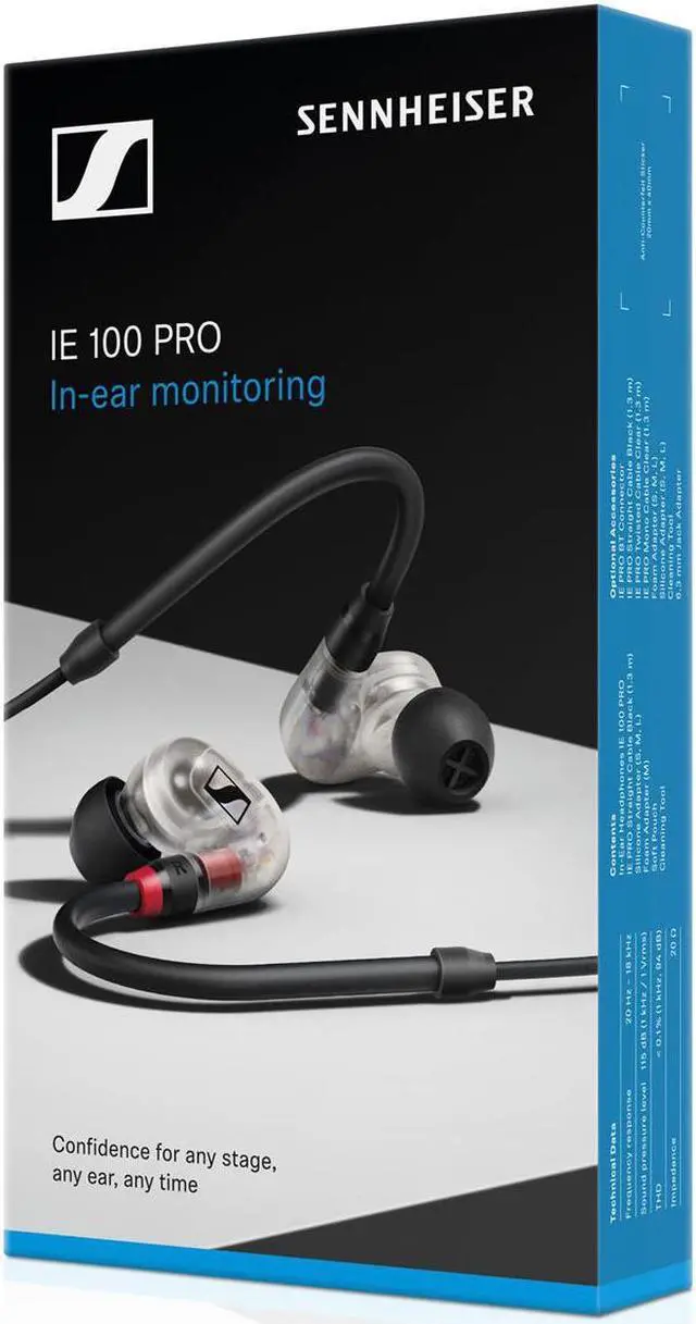 Alt view image 9 of 17 - Sennheiser IE 100 PRO In-Ear Monitoring Headphones (Clear)