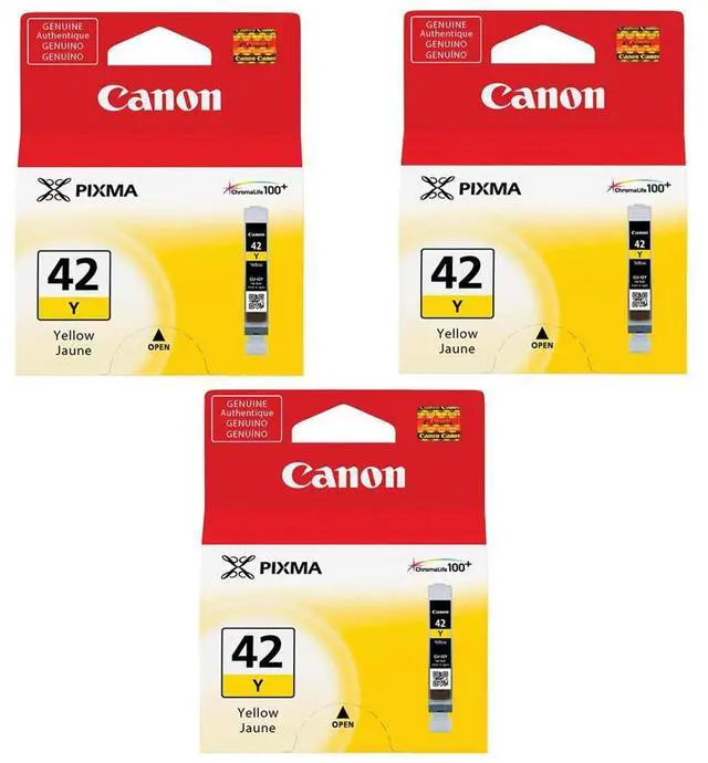 Main image of Canon CLI-42 Yellow Ink Cartridge for Pixma PRO-100 Inkjet Photo Printer, 3-Pack