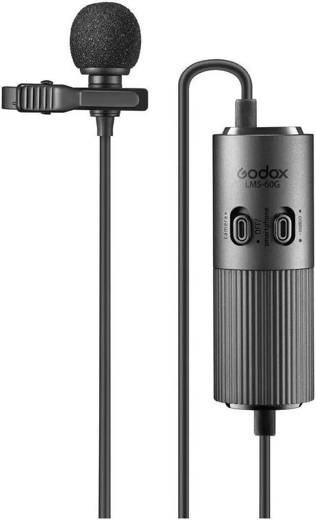 Alt view image 3 of 7 - Godox LMS-60G Omnidirectional Lavalier Microphone with Adjustable Gain