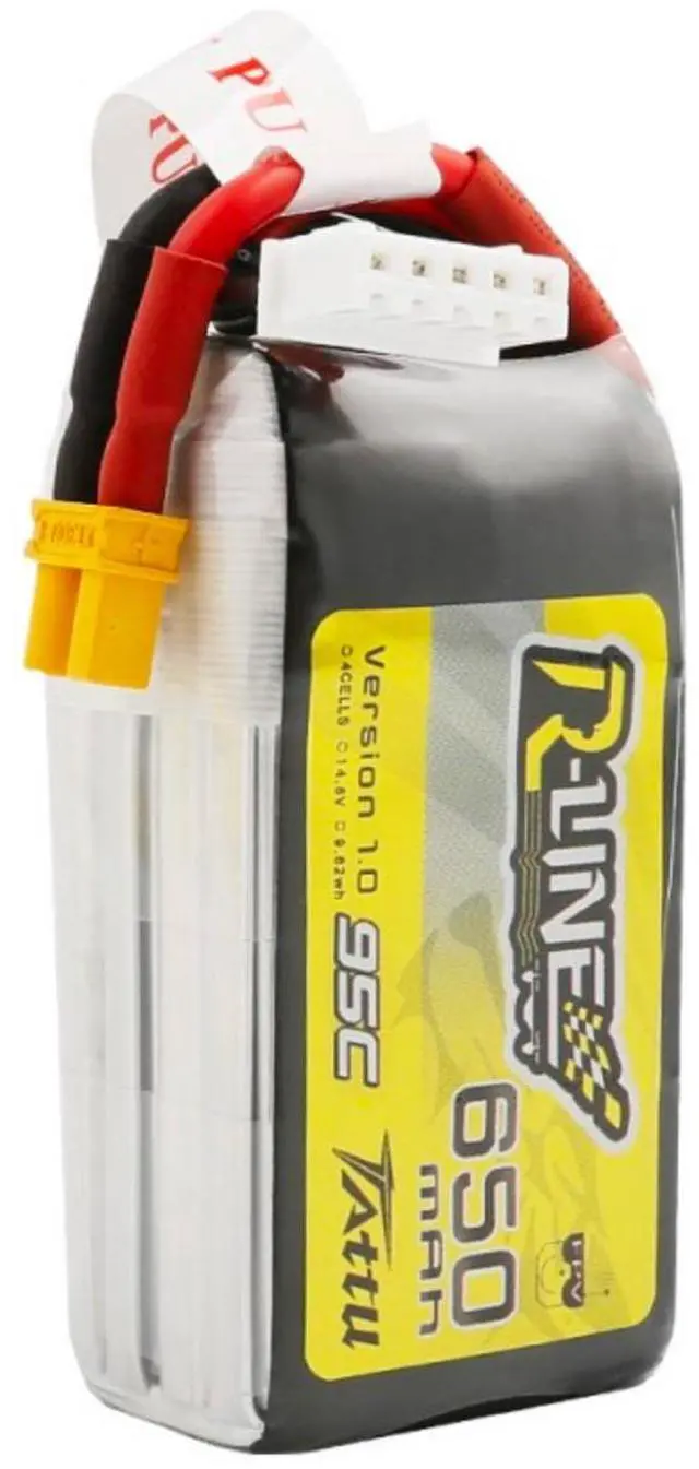 Alt view image 2 of 2 - Tattu R-Line 650mAh 14.8V 95C 4S1P Lipo Battery Pack with XT30 Plug