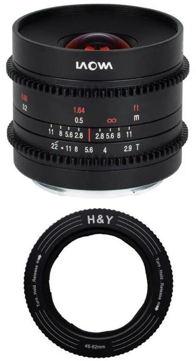 Main image of Venus Laowa 9mm T2.9 Zero-D Cine Lens for Fuji X with H&Y RevoRing 46-62mm Variable Adapter