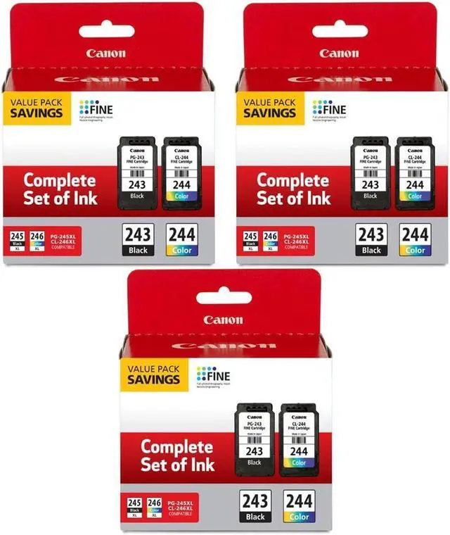 Main image of Canon 3 Pack Ink Package w/PG-243 Black, CL-244 Color Ink Cartridge #1287C006 3