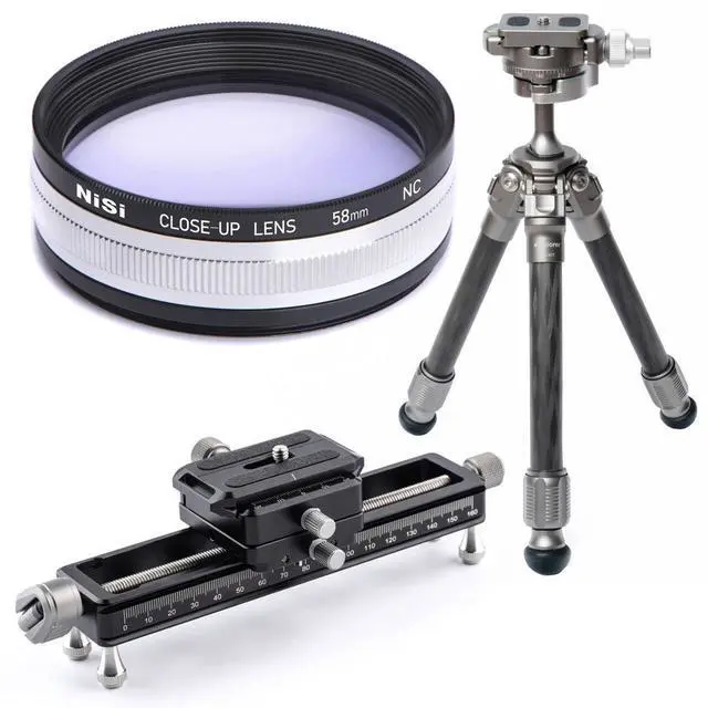 Main image of NiSi Close-Up Lens Kit NC 58mm with 49 & 52mm Adapters with Focus Rail, Tripod