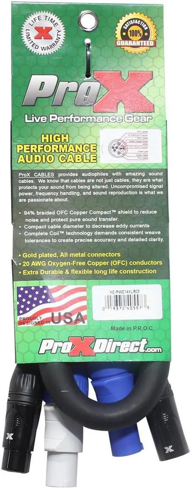 Alt view image 8 of 11 - ProX XC-PWC14-XLR03 3' PowerCon/XLR Link High Performance Audio Cable