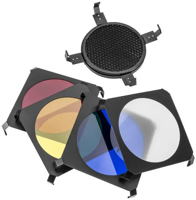 Main image of Adorama Honeycomb with Color Filter Set for Flash, Red, Blue, Yellow and Green