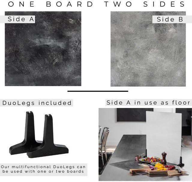 Alt view image 2 of 7 - V-FLAT WORLD Duo Board - Double Sided Backdrop Board Surface Food & Product Photography - Legs Included Made in USA (24 x 24 inches, Grey Chalk/Dark Chalk)