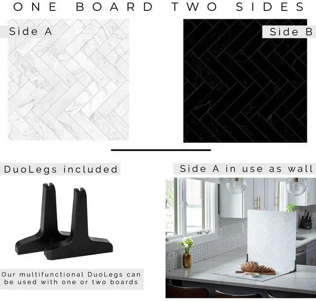 Alt view image 2 of 7 - V-FLAT WORLD Duo Board - 24x24" Double Sided Surface Board, Zigzag Marble White/Black
