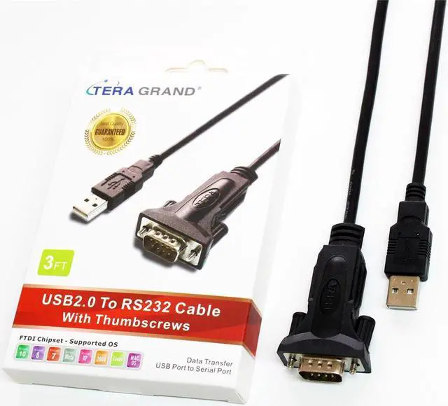 Alt view image 11 of 13 - Tera Grand - Premium USB 2.0 to RS232 Serial DB9 6' Adapter Cable - Supports Windows 10, 8, 7, Vista, XP, 2000, 98, Linux and Mac - Built with FTDI Chipset and Thumbscrews