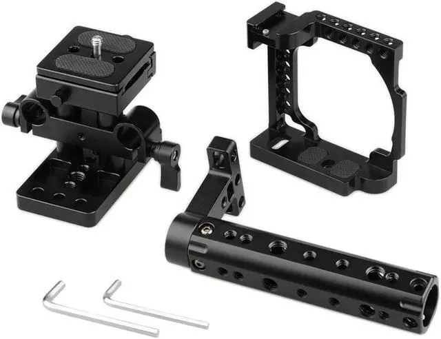 Alt view image 4 of 7 - CAMVATE Camera Cage with Handle and ARCA QR Baseplate for Sony A6500/A6300/A6000