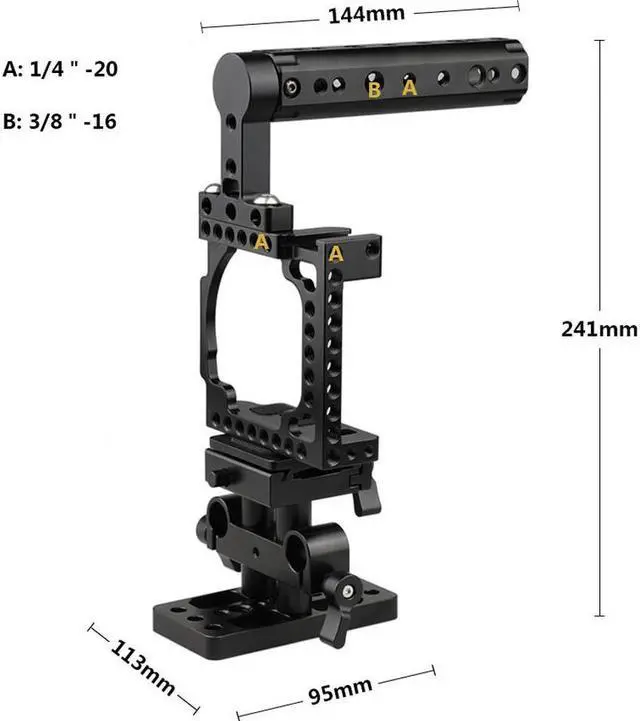 Alt view image 5 of 7 - CAMVATE Camera Cage with Handle and ARCA QR Baseplate for Sony A6500/A6300/A6000