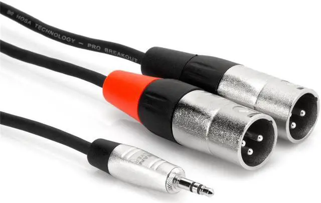 Alt view image 2 of 3 - Hosa Technology 3' REAN 3.5mm TRS to Dual XLR3M 24 AWG Pro Stereo Breakout Cable