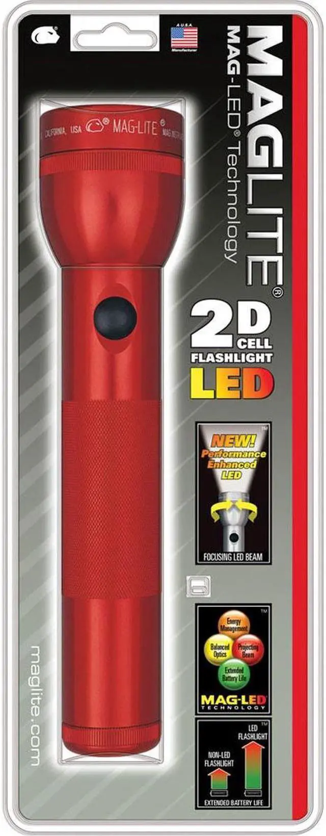 Alt view image 14 of 14 - Maglite ST2D036 Red 2-D Cell 10" 3-Watt LED Flashlight w/ Adjustable Beam