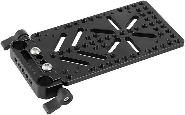 Alt view image 3 of 7 - CAMVATE Cheese-Style Battery Plate Backboard with 15mm Rail Block Rod Clamp for V Lock Mount Power Supply Splitter
