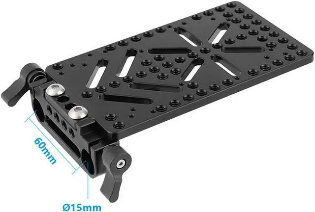 Alt view image 5 of 7 - CAMVATE Cheese-Style Battery Plate Backboard with 15mm Rail Block Rod Clamp for V Lock Mount Power Supply Splitter