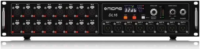 Alt view image 2 of 3 - Midas DL16 16 Input and 8 Output Stage Box with 16 Midas Mic Preamps