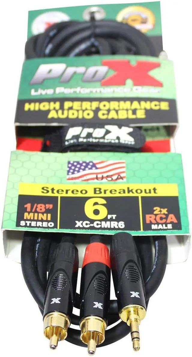 Alt view image 3 of 4 - ProX XC-CMR6 6' 1/8" (3.5mm) TRS to Dual RCA-M High Performance Audio Cable