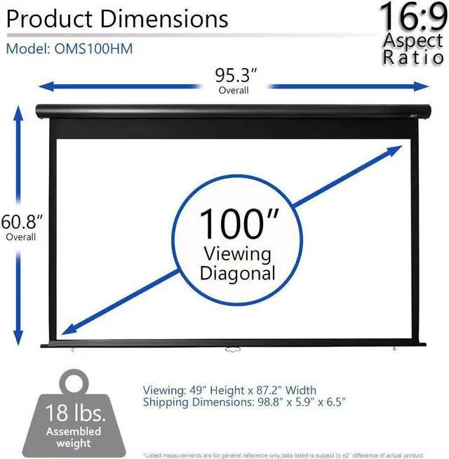 Alt view image 16 of 20 - Elite Screens Yard Master Manual OMS100HM Manual Projection Screen - 100" - 16:9 - Wall Mount, Ceiling Mount