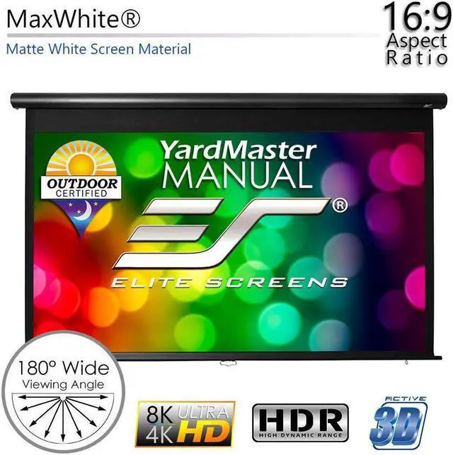 Alt view image 17 of 20 - Elite Screens Yard Master Manual OMS100HM Manual Projection Screen - 100" - 16:9 - Wall Mount, Ceiling Mount