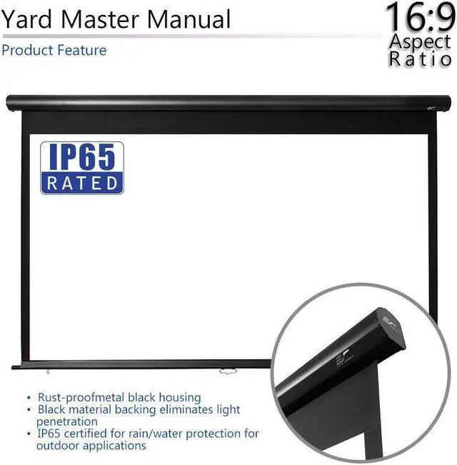 Alt view image 18 of 20 - Elite Screens Yard Master Manual OMS100HM Manual Projection Screen - 100" - 16:9 - Wall Mount, Ceiling Mount