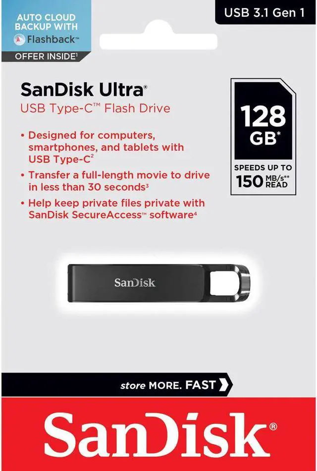 Alt view image 11 of 11 - SanDisk Ultra USB Type-C Flash Drive 128GB - 128 GB - USB 3.1 (Gen 1) Type C - 150 MB/s Read Speed - 5 Year Warranty