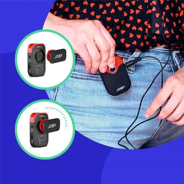 Alt view image 6 of 9 - JOBY Wavo AIR Omnidirectional Wireless Lavalier Kit, Black/Red #JB01737