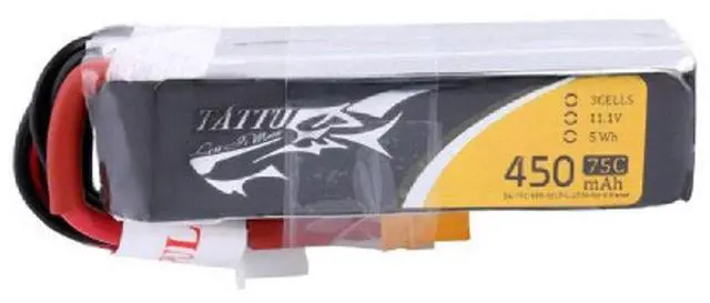 Main image of Tattu 11.1V 450mAh 75C 3S1P Li-Po Battery Pack with XT30 Plug for H Frame Quadcopters