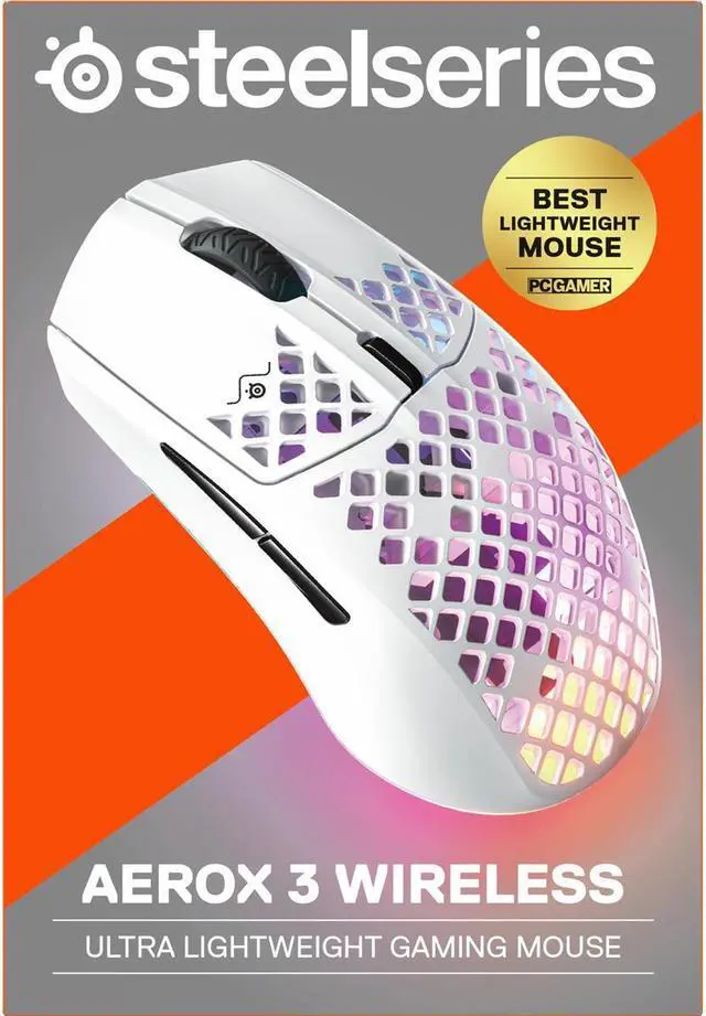 Alt view image 8 of 9 - SteelSeries Aerox 3 Wireless 2022 Edition 62608 Snow 6 Buttons 2.4GHz / Bluetooth 5.0 Optical Gaming Mouse