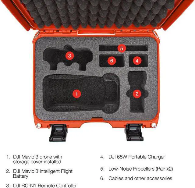 Alt view image 2 of 6 - Nanuk 915 Waterproof Protective Case with Foam Insert for DJI Mavic 3, Orange