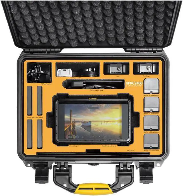 Alt view image 3 of 7 - HPRC 2400 Hard Case for Atomos Shougn 7" + Accessory, Black with Yellow Handle