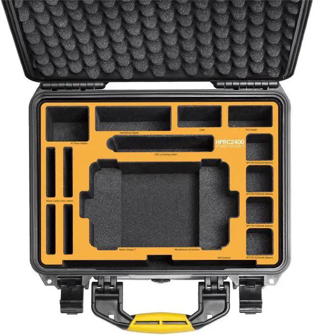 Alt view image 4 of 7 - HPRC 2400 Hard Case for Atomos Shougn 7" + Accessory, Black with Yellow Handle