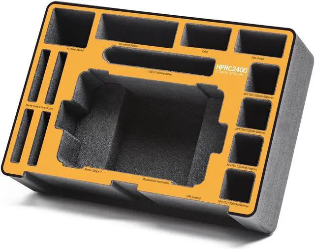 Alt view image 5 of 7 - HPRC 2400 Hard Case for Atomos Shougn 7" + Accessory, Black with Yellow Handle