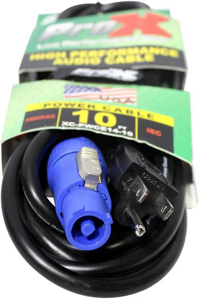 Alt view image 2 of 2 - ProX XC-PWCE14-10 10' 14 AWG NEMA 5-15 Edison to PowerCon Blue Male High Performance Power Cord