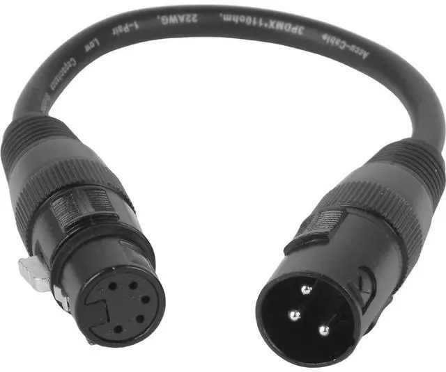 Alt view image 3 of 3 - American DJ 3-Pin Male XLR to 5-Pin Female XLR Turnaround