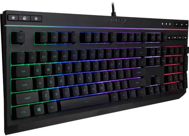 Alt view image 3 of 12 - HyperX Alloy Core RGB - Membrane Gaming Keyboard, Comfortable Quiet Silent Keys with RGB LED Lighting Effects, Spill Resistant, Dedicated Media Keys, Compatible with Windows 10/8.1/8/7 - Black