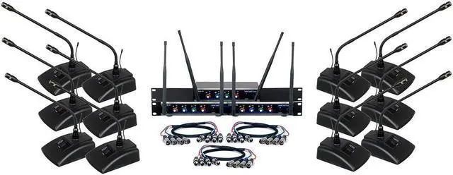 Alt view image 9 of 9 - VocoPro Digital-Conference-12 Twelve Channel UHF Wireless Conference Microphone System