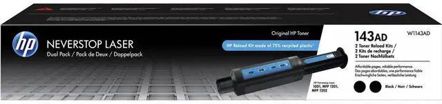 Alt view image 17 of 20 - HP 143AD Dual Pack Black Original Neverstop Toner Reload Kit, ~2,500 pages,