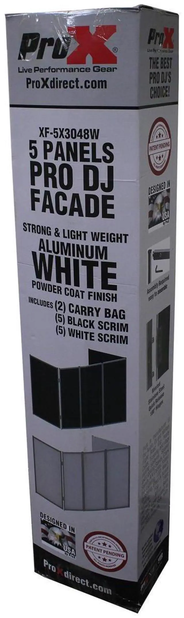 Alt view image 8 of 9 - ProX XF-5X3048W 5 Panel - White Frame DJ Facade W-SS Quick Release 180 Hinges
