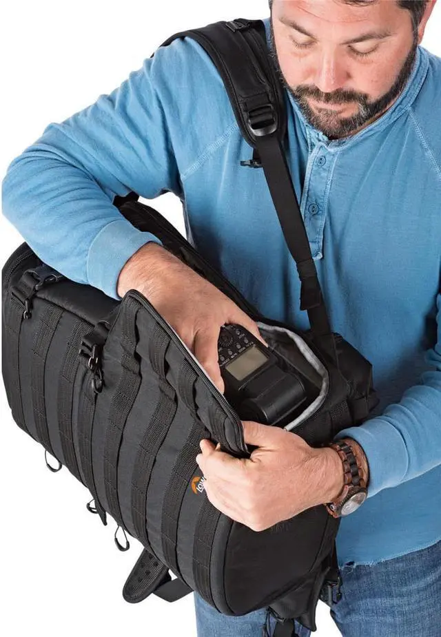 Alt view image 4 of 7 - Lowepro ProTactic BP 450 AW II 25L Green Line Camera and Laptop Backpack, Black